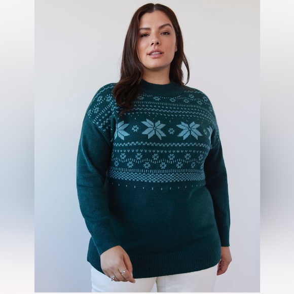 EUC 2X Penningtons Forest Green Fair Isle Sweater - Picture 2 of 9